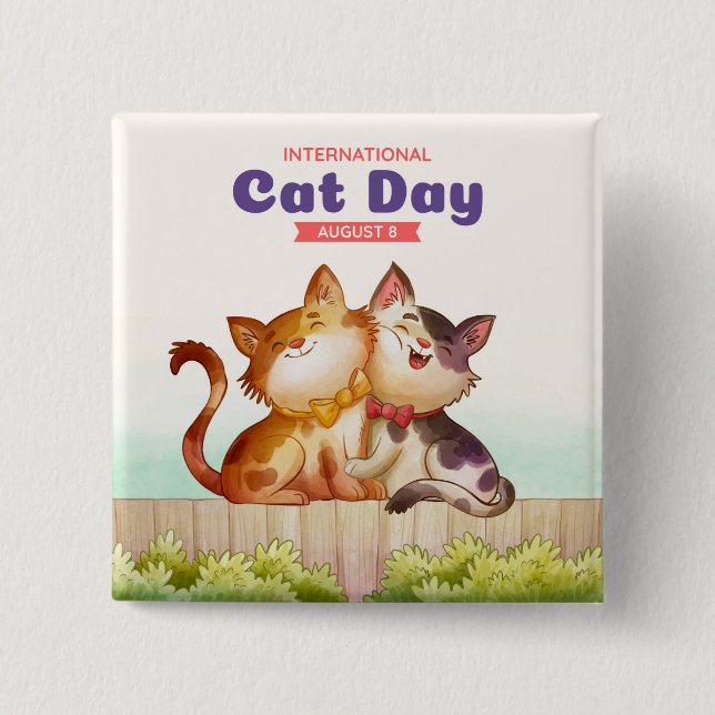 International Cat Day  15 Cm Square Badge (Front)
