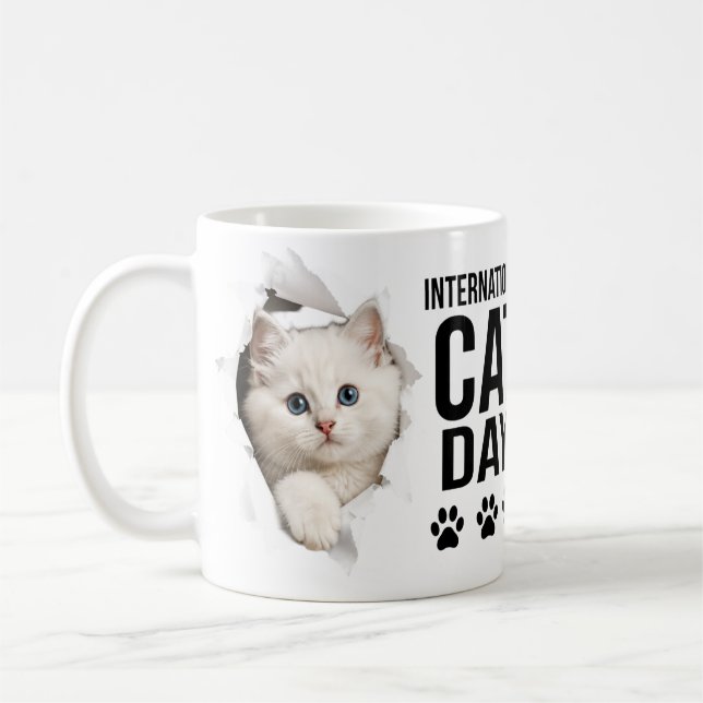 international cat day celebration coffee mug (Left)
