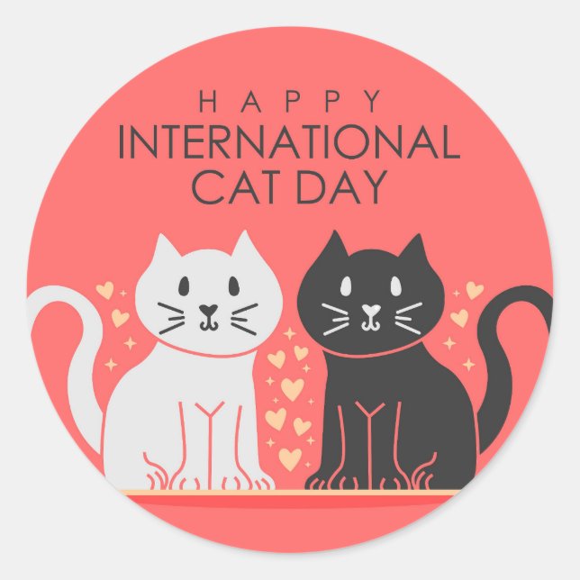 International Cat Day  Classic Round Sticker (Front)