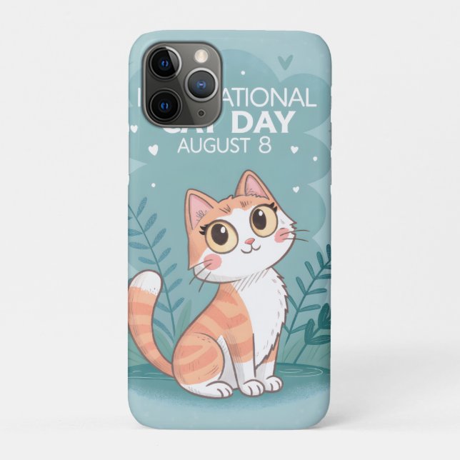 International Cat Day Cute Whimsical Cat Art Case-Mate iPhone Case (Back)