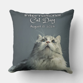 International Cat Day ,Grey Cushion