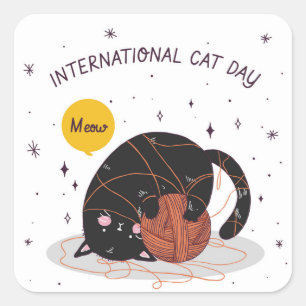 International Cat Day  Square Sticker