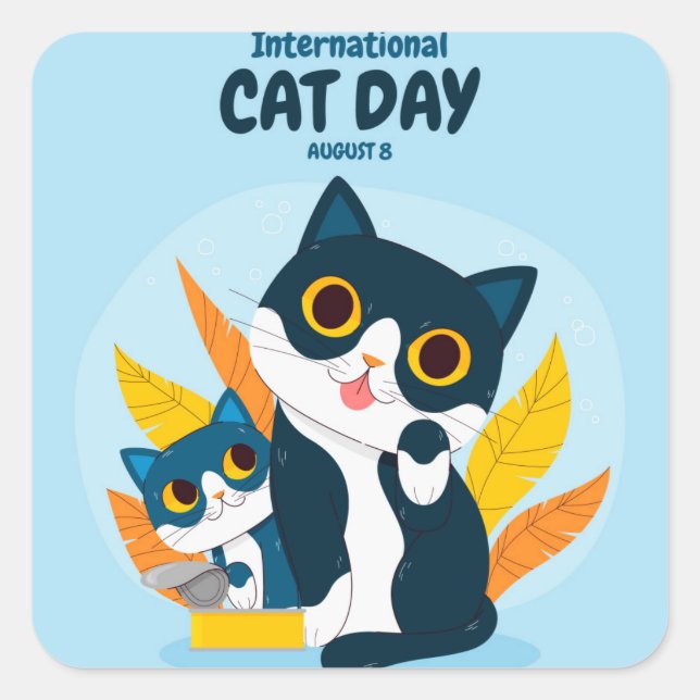 International Cat Day  Square Sticker (Front)