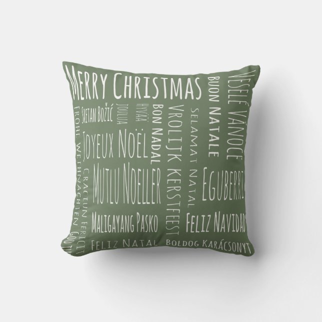 International Christmas Green Cushion (Front)