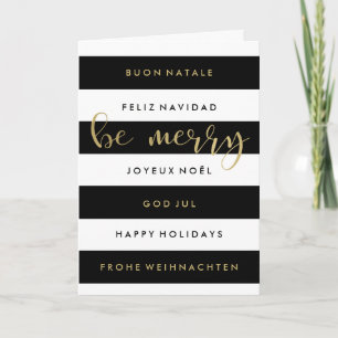 International Christmas Greetings Modern Stripes Holiday Card