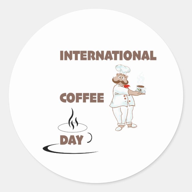 international coffee day classic round sticker (Front)