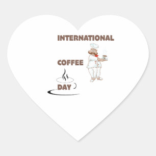 international coffee day  heart sticker