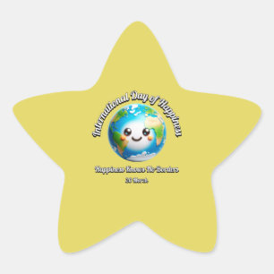 International Day of Happiness. Star Sticker