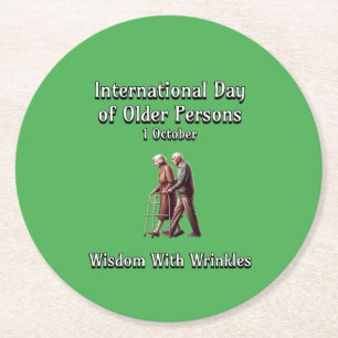 International Day of Older Persons. Wisdom. Round Paper Coaster
