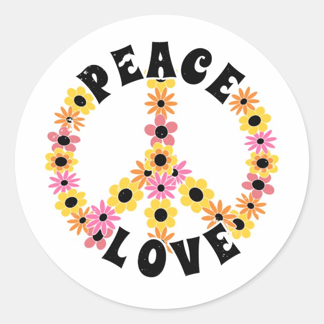 International Day of Peace Love Flower Classic Round Sticker (Front)