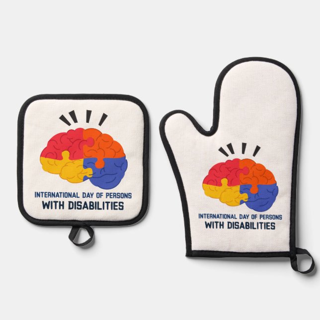 International Day of Persons with Disabilities Oven Mitt & Pot Holder Set (Front)