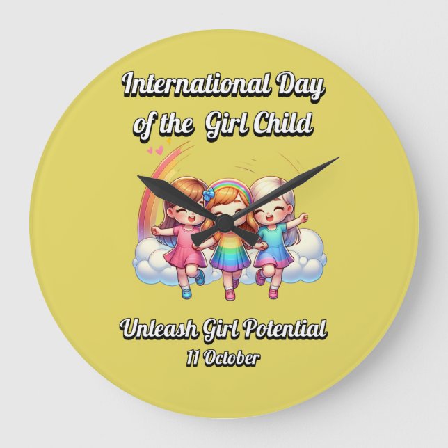 International Day of the Girl.  Girl Potential. Large Clock (Front)