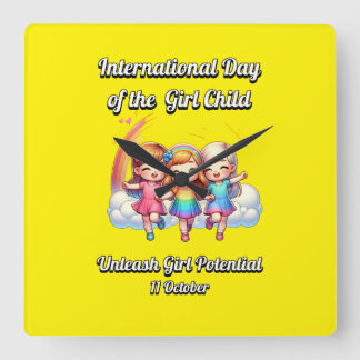 International Day of the Girl. Girl Potential. Square Wall Clock