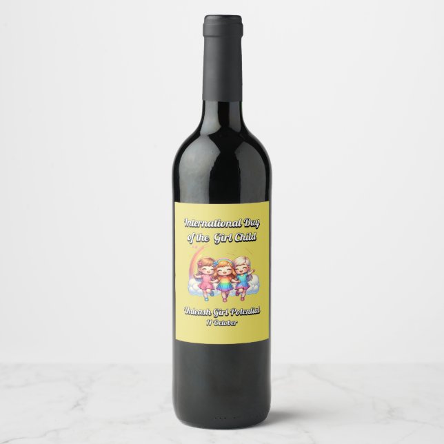 International Day of the Girl.  Girl Potential. Wine Label (Front)