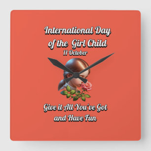 International Day of the Girl. Have Fun Square Wall Clock