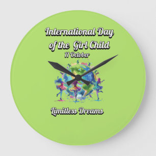 International Day of the Girl. Limitless Dreams. Large Clock