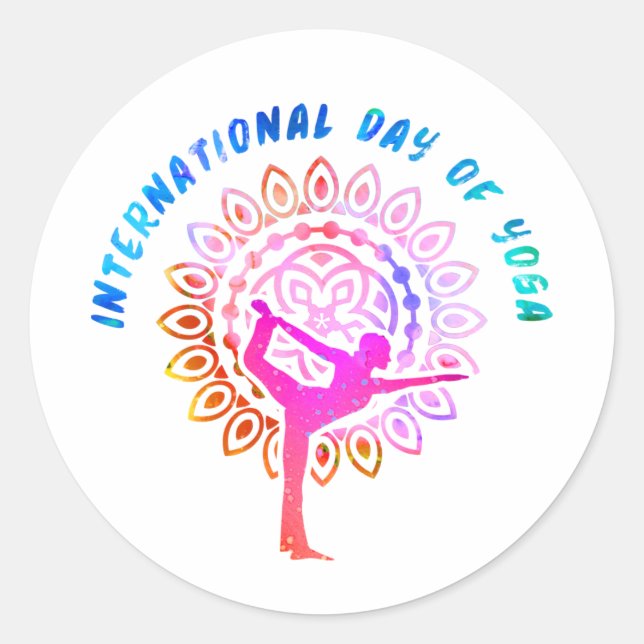 International Day of Yoga Classic Round Sticker (Front)
