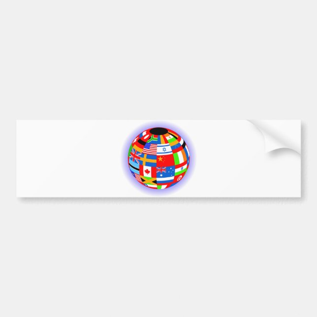international flags globe earth bumper sticker (Front)