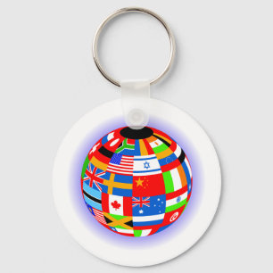 international flags globe earth key ring