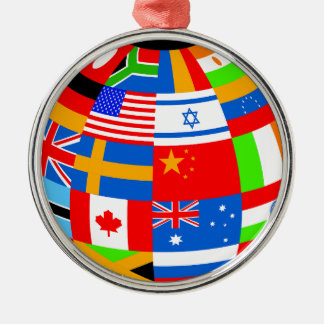 international flags globe earth metal tree decoration