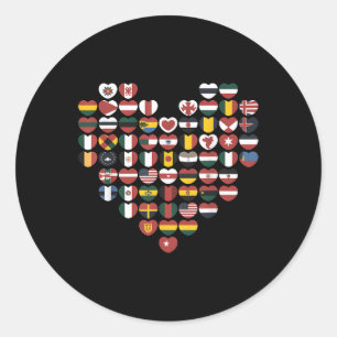 International Flags Heart Love Traveller Souvenir Classic Round Sticker