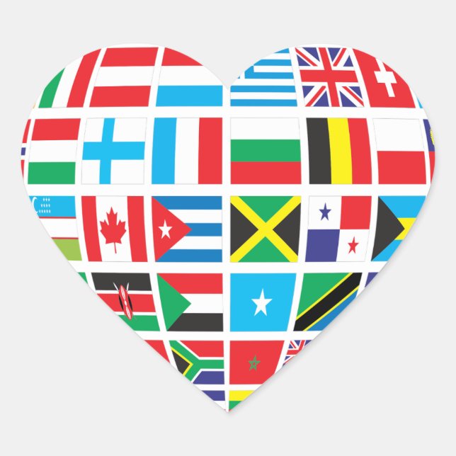 International Flags Heart Shaped Sticker (Front)
