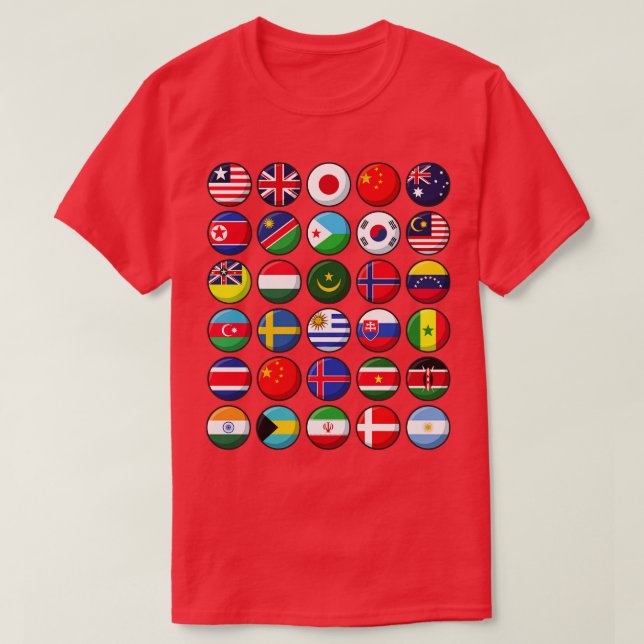 International Flags of the World 30 Countries Circ T-Shirt (Design Front)
