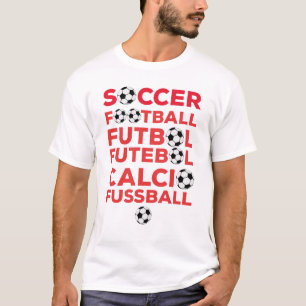 International Football Names Typography Red Sports T-Shirt