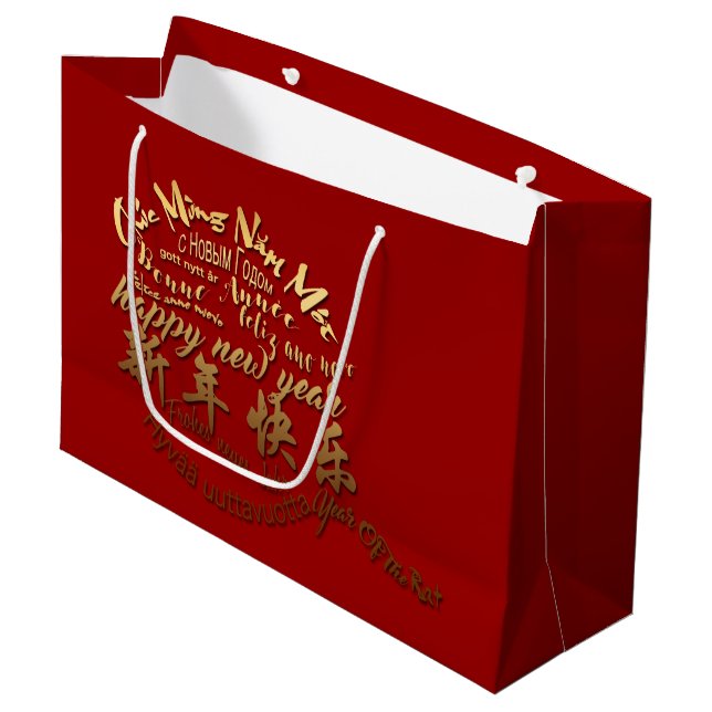 International Gold Wishes Rat New Year 2020 LGB Large Gift Bag (Front Angled)