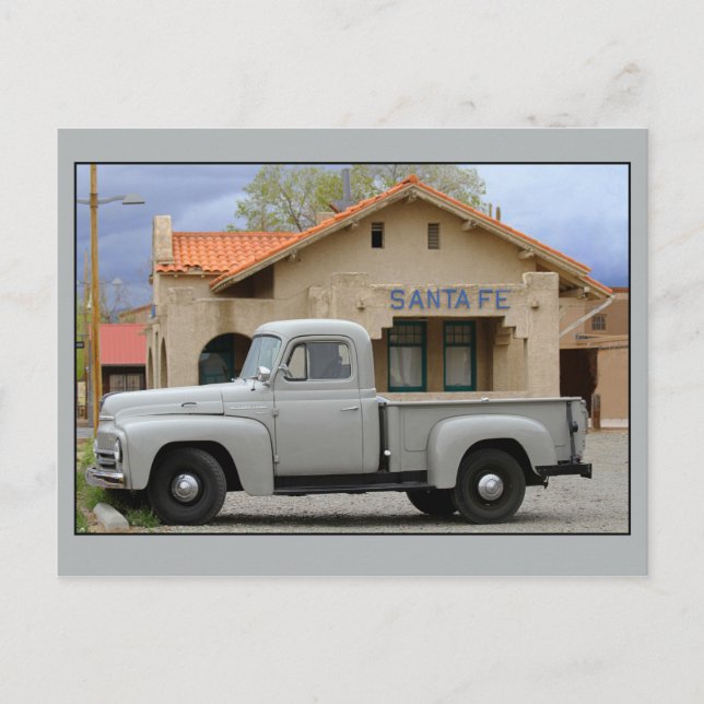 International Harvester L-110 Truck Santa Fe Depot Postcard (Front)