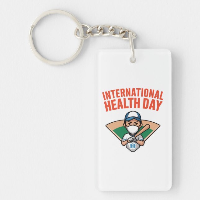 International Health Day Baseball Design Key Ring (Front)