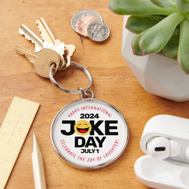 International Joke Day Laughing Face Key Ring (Desk)