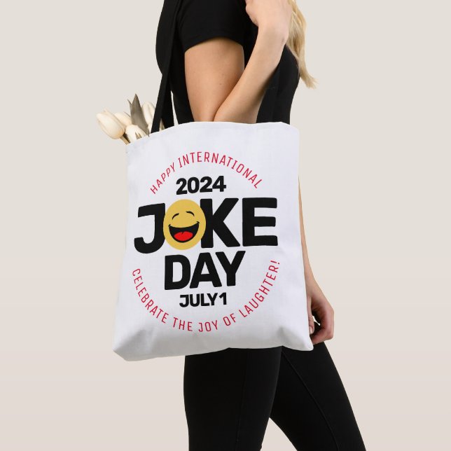 International Joke Day Laughing Face Tote Bag (Close Up)