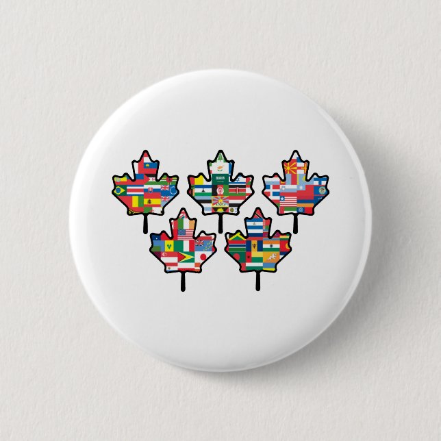 International Maple Leaf 6 Cm Round Badge (Front)