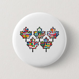 International Maple Leaf 6 Cm Round Badge