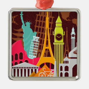 International Monuments Metal Tree Decoration