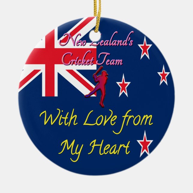 International New Zealand Cricket Ceramic Tree Decoration (Front)