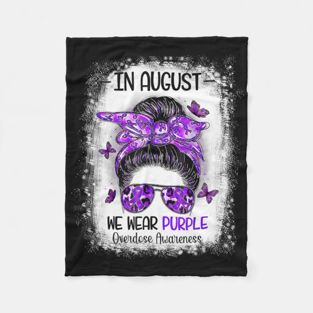 International Overdose Awareness Day Purple Messy  Fleece Blanket (Front)