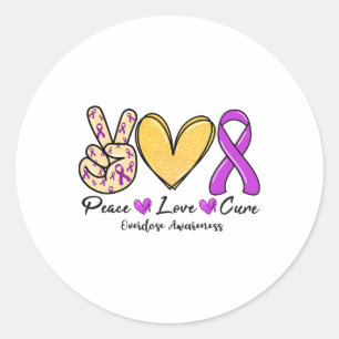 International Overdose Awareness Ribbon Peace Love Classic Round Sticker
