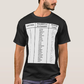 International Phonetic Alphabet Morse Code Chart T-Shirt