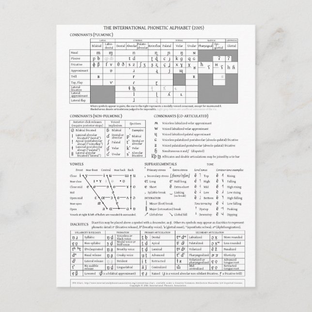 International Phonetic Alphabet Postcard (Front)