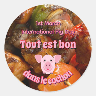 International Pig Day Classic Round Sticker
