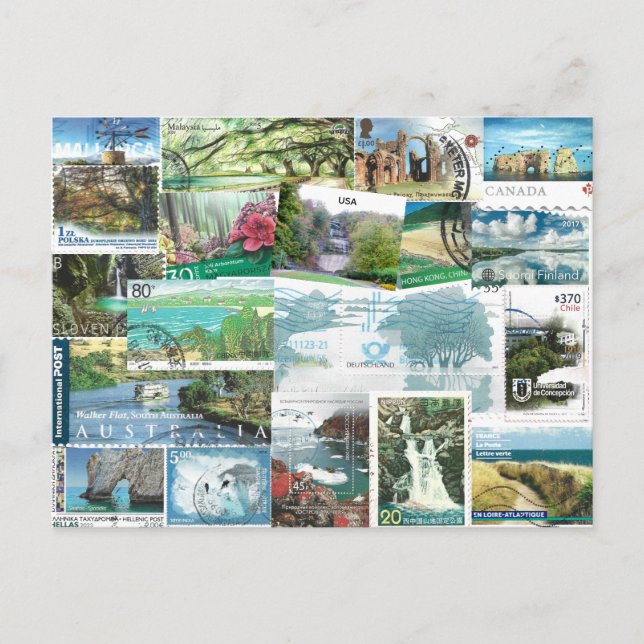 International Postage Stamps - Landscapes Postcard (Front)