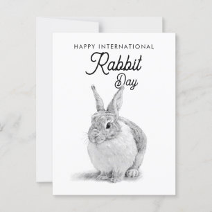 International Rabbit Day Pencil Drawing Postcard