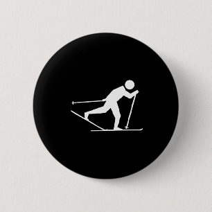 International skate skiing, cross-country skiing 6 cm round badge