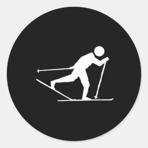 International Skate Skiing, Cross-country Skiing S Classic Round Sticker