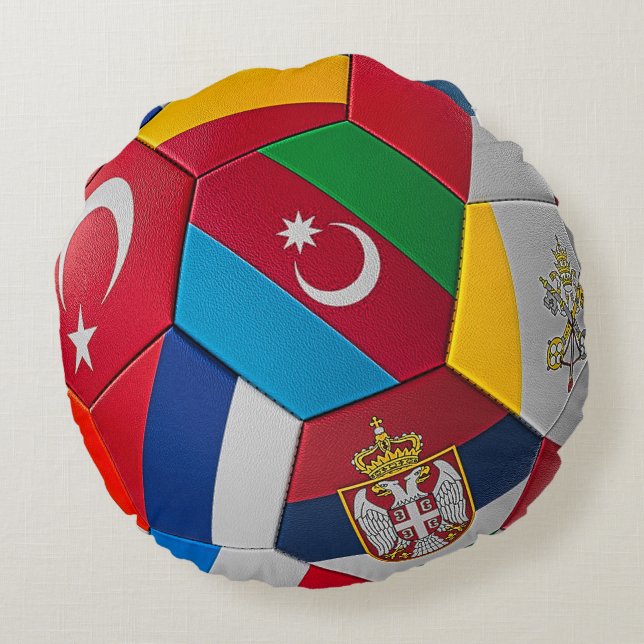International Soccer Ball Round Cushion (Back)