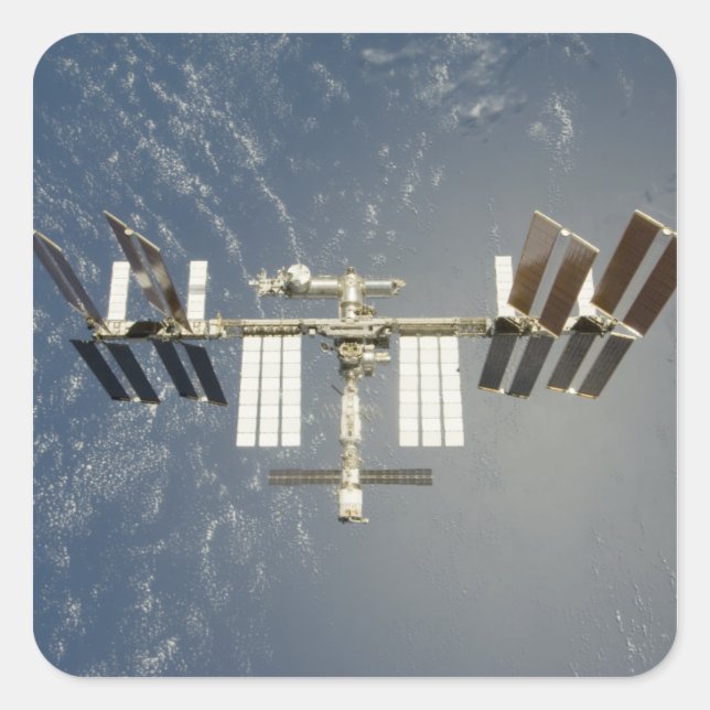 International Space Station backdropped Square Sticker (Front)