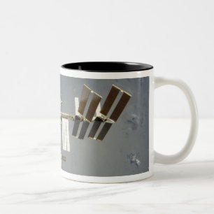 International Space Station backdropped Two-Tone Coffee Mug