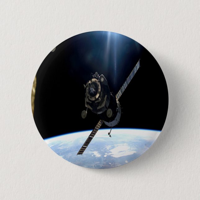 international space station iss nasa aerospace 6 cm round badge (Front)